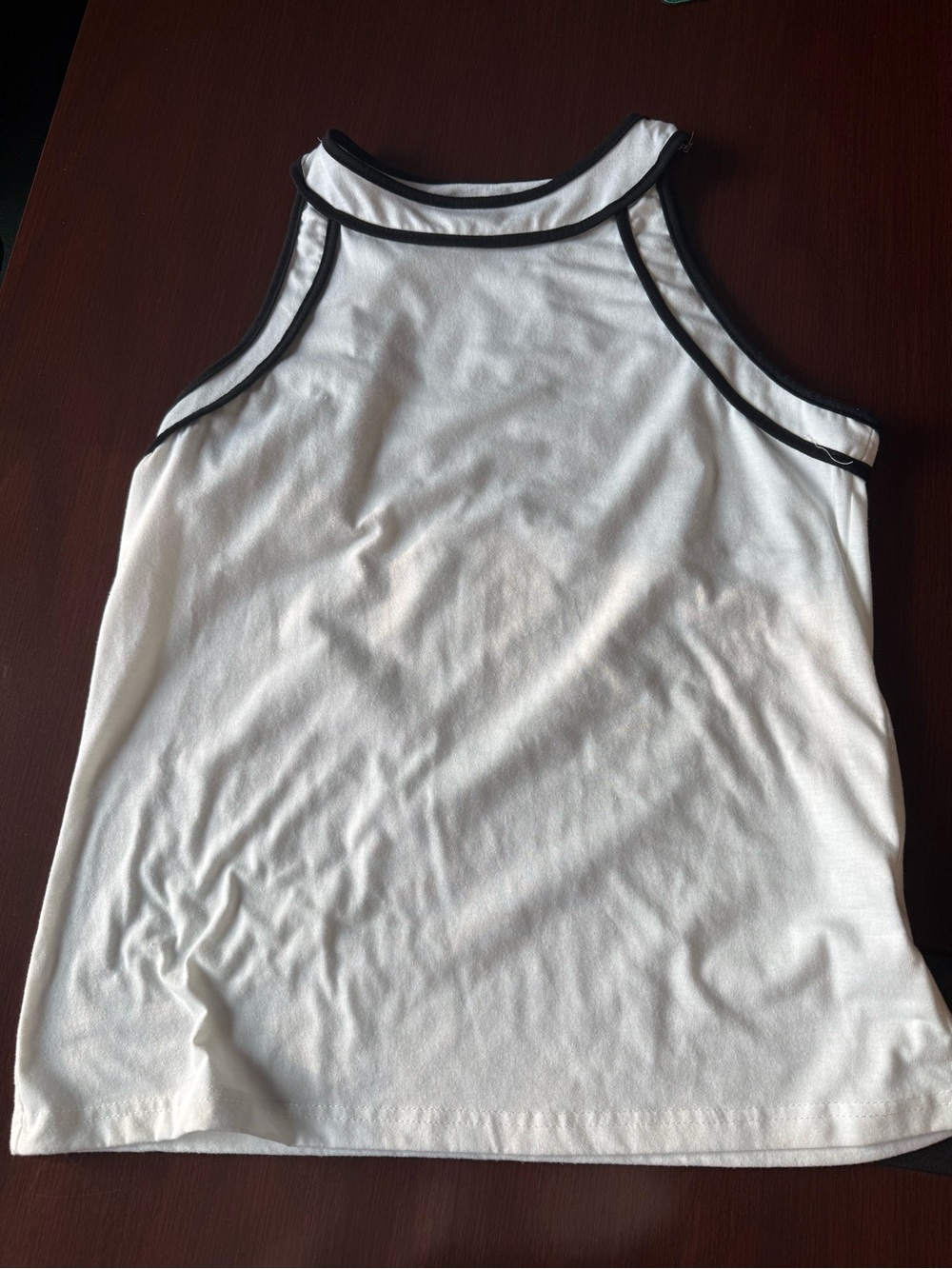 SHEIN White Tank Top with Black Piping